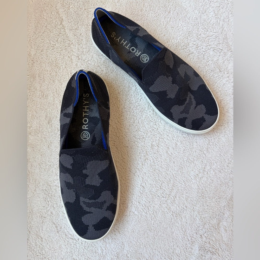 Rothy's Gray Camouflage Slip-On Sneakers Women Size 8